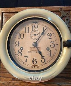 Vintage Seth Thomas Ship's Bell Clock WORKS and has both original keys