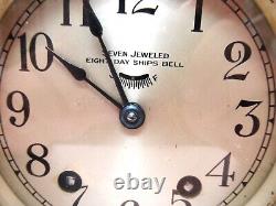 Vintage Seth Thomas Ships Bell 8 Day Mantle Clock Seven Jeweled With Stand