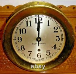 Vintage Seth Thomas Ships Bell Clock with Second Hand 5165 4603 Needs Serviced