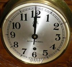 Vintage Seth Thomas Ships Bell Clock with Second Hand 5165 4603 Needs Serviced