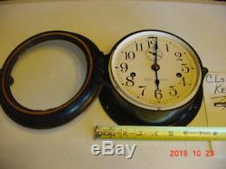 Vintage Seth Thomas Ships Brass Trimmed Deck Clock With Key