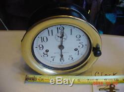 Vintage Seth Thomas Ships Brass Trimmed Deck Clock With Key