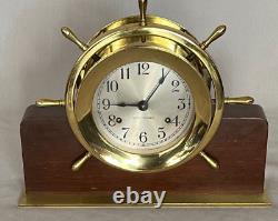 Vintage Seth Thomas Ships Wheel Mantle Clock Wood Brass No Key