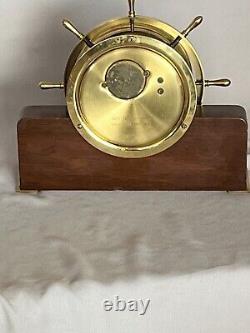 Vintage Seth Thomas Ships Wheel Mantle Clock Wood Brass No Key