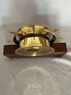 Vintage Seth Thomas Ships Wheel Mantle Clock Wood Brass No Key