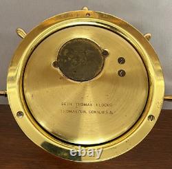 Vintage Seth Thomas Ships Wheel Mantle Clock Wood Brass No Key