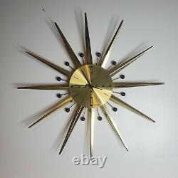 Vintage Seth Thomas Starlight Starburst Wall Clock Atomic Model E618-001 Brass