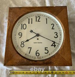 Vintage Seth Thomas USA Square Wood Cased Pendulum Clock for parts or repair