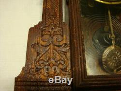 Vintage Seth Thomas USA Wood Gingerbread Mantle Shelf CLOCK Face & Wings Design