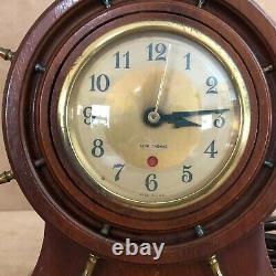 Vintage Seth Thomas WORKING Wooden Ship Wheel Clock electric Nautical