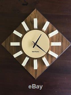 Vintage Seth Thomas Wall Clock Mid Century Modern Starburst Sun WORKS