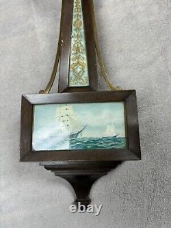 Vintage Seth Thomas Wind Up Wall Clock Nautical Theme 21 Tall Works