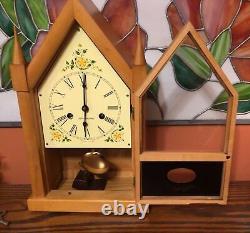 Vintage Seth Thomas Wood Sharon 9W Steeple Chime Rod Key Pendulum Mantle Clock