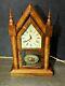 Vintage Seth Thomas Wooden Housed Eight Day Spring Clock Painted Glass Rare Work