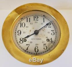 Vintage Seth Thomas'helmsman' Brass Nautical Ships Bell Porthole Marine Clock