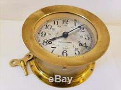 Vintage Seth Thomas'helmsman' Brass Nautical Ships Bell Porthole Marine Clock