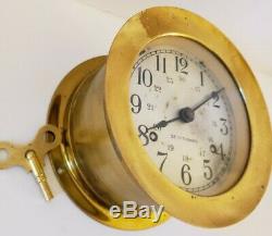 Vintage Seth Thomas'helmsman' Brass Nautical Ships Bell Porthole Marine Clock