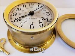 Vintage Seth Thomas'helmsman' Brass Nautical Ships Bell Porthole Marine Clock