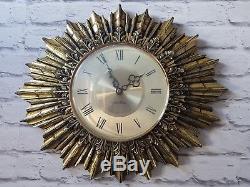 Vintage Seth Thomas starburst clock gesso gold guilt large french style wall