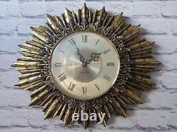 Vintage Seth Thomas starburst clock gesso gold guilt large french style wall