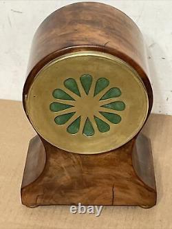 Vintage Solid Burl Wood Balloon Top Clock Case With Seth Thomas Movement