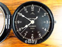 Vintage WW2 Era Seth Thomas Deck Clock US Navy Bakelite Military Wall Clock WWII