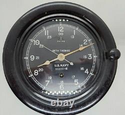 Vintage Working SETH THOMAS WWII U. S. NAVY Nautical Porthole Bakelite Ship Clock