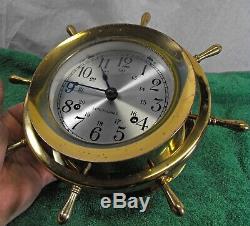 Vintage brass Seth Thomas Helmsman Ships Clock E537-001 ship bell chime works
