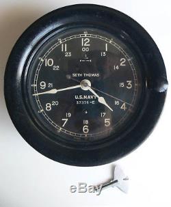 Vtg 24 hour SETH THOMAS bakelite U. S. NAVY boat SHIPS CLOCK #573786-E working NR