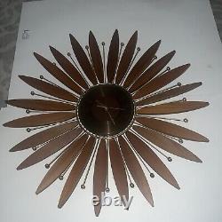 Vtg 60s Starburst Wall Clock Seth Thomas Sunburst Mid Century Modern MCM FLAW