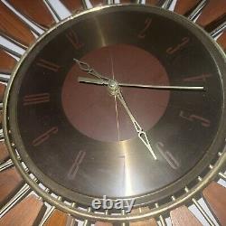 Vtg 60s Starburst Wall Clock Seth Thomas Sunburst Mid Century Modern MCM FLAW