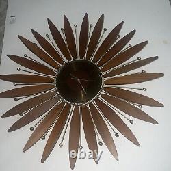 Vtg 60s Starburst Wall Clock Seth Thomas Sunburst Mid Century Modern MCM FLAW