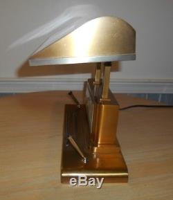 Vtg Art Deco SILVERCREST BRONZE Desk Table Lamp SETH THOMAS CLOCK Pen Holders