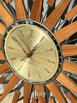Vtg MCM Seth Thomas Starflower Space Age Atomic Wall Clock Mid Century Modern