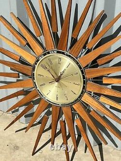 Vtg MCM Seth Thomas Starflower Space Age Atomic Wall Clock Mid Century Modern