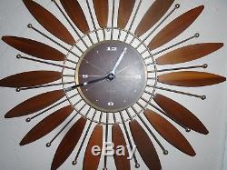 Vtg Mid Century Seth Thomas Intrigue Starburst Sunflower Clock Excellent Working