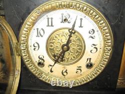 Vtg Rare Antique Gilbert Mantle Clock Fancy Decorative Ornate Works