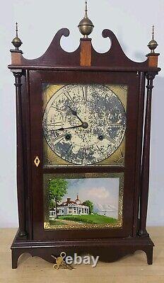Vtg Replica 60s SETH THOMAS PILLAR AND SCROLL SHELF CLOCK