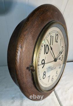 Vtg Seth Thomas 17 Quartersawn Oak Wood Case Electric Wall Clock Needs Cord