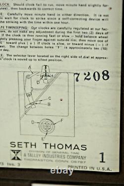 Vtg Seth Thomas 8-Day Legacy-3W & Legacy-IV Mantle Clock Westminster Chime