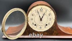 Vtg Seth Thomas 8 Day Spring Wound Hour/ Half Hour Chime Mantle Clock No Key