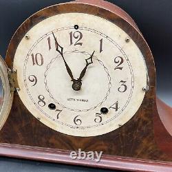 Vtg Seth Thomas 8 Day Spring Wound Hour/ Half Hour Chime Mantle Clock No Key