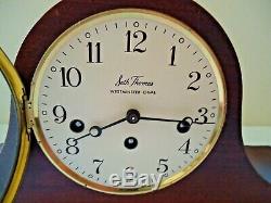Vtg. Seth Thomas Cat # 1302A (1302-001) Woodbury Shelf / Mantle Clock With Key