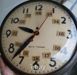 Vtg Seth Thomas School Wall Clock Model E877-000 General Time Corp Motor