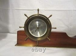 Vtg Talley Seth Thomas Brass Wood Helmsman Ships Barometer + Clock BASE ONLY