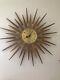 Vtg Teak Seth Thomas Wall Clock Mid Century Modern Starburst Starflower E631-001