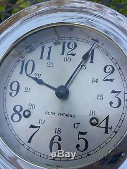 Vtg chrome Seth Thomas Corsair E537-000 maritime ships bell clock, not work