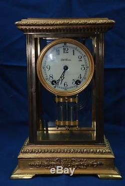 WORKING 12 Seth Thomas Empire No. 48N Brass Crystal Regulator Mantel Clock READ