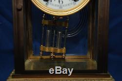 WORKING 12 Seth Thomas Empire No. 48N Brass Crystal Regulator Mantel Clock READ