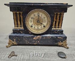 WORKING! Antique Seth Thomas Adamantine Mantle Clock Mechanical